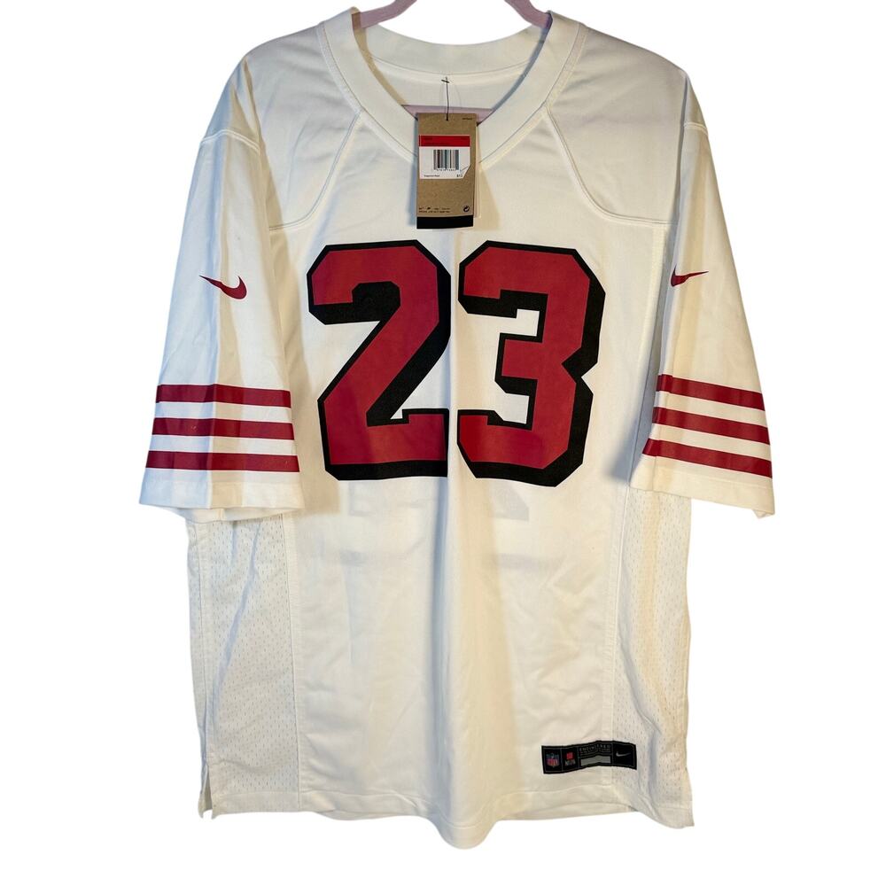 Nike Christian McCaffrey #23 San Francisco 49ers White NFL Jersey Men's L NWT